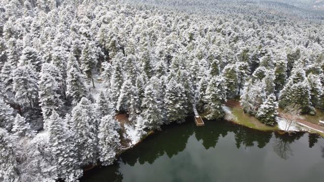 Gölcük ve Abant tabiat parkları nisanda karla kaplandı